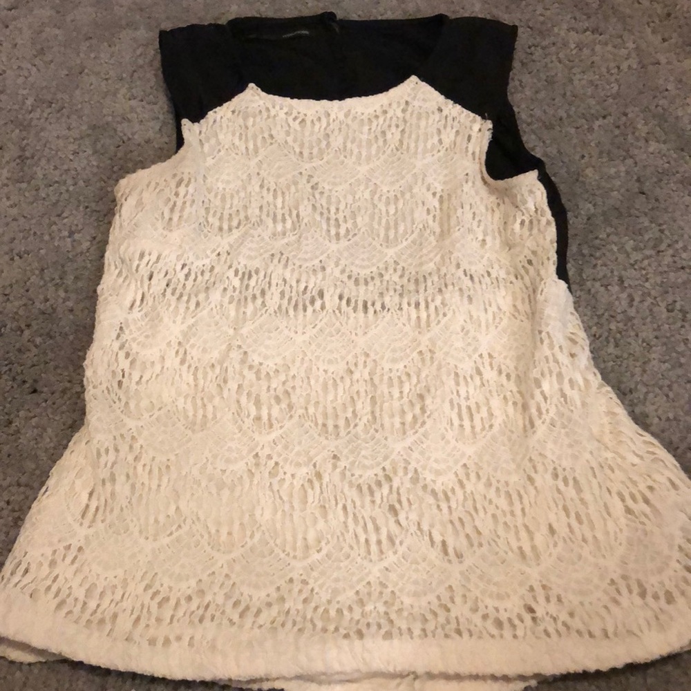 Black and white lace tank top